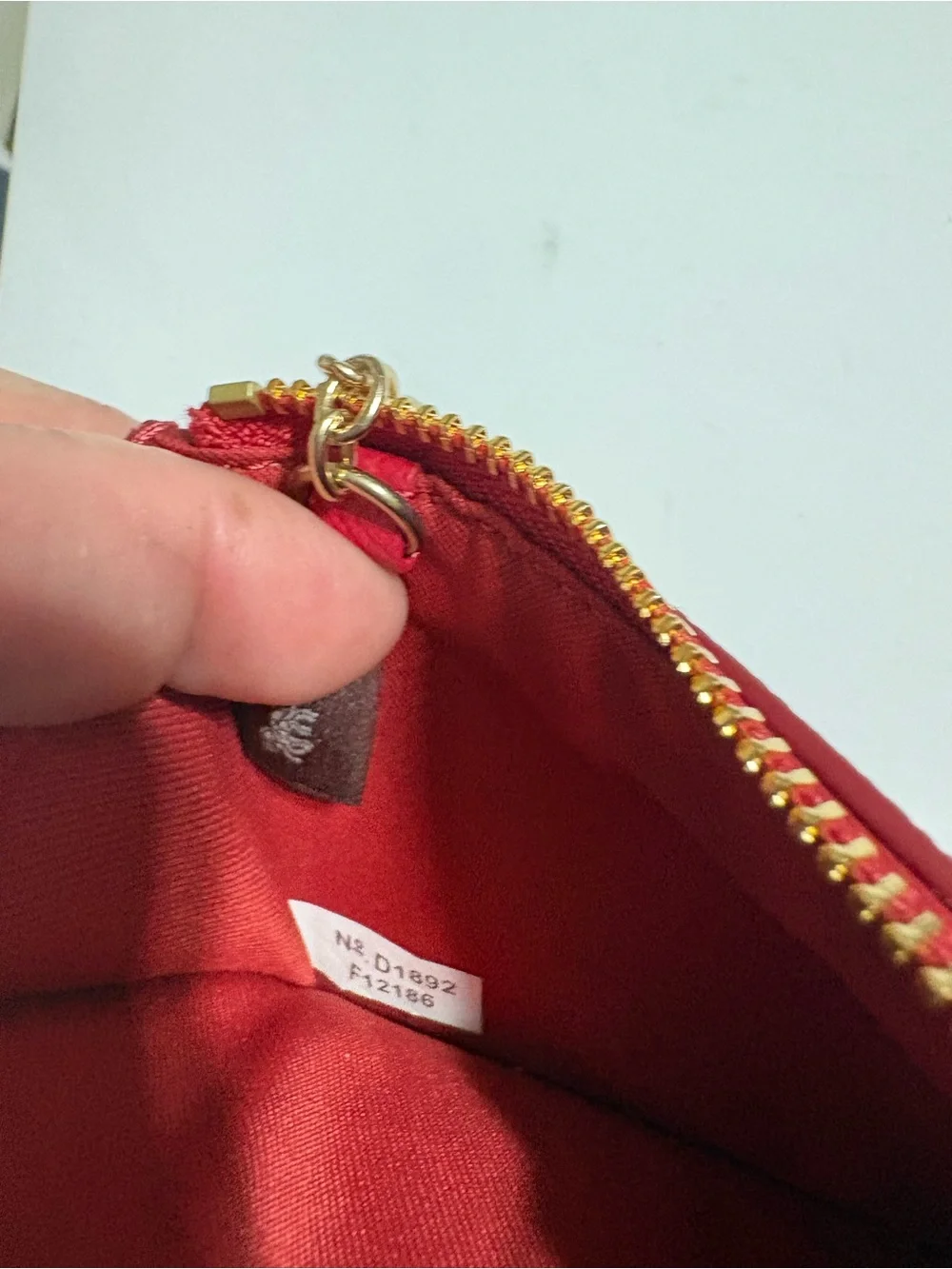 Coach Red Leather Zip Card Case Key Ring